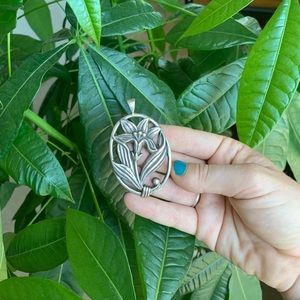 SOLD Sterling Silver Orchid Pendant